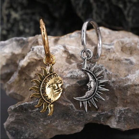 Bohemian sun and moon earrings M6 - Picture 2 of 5